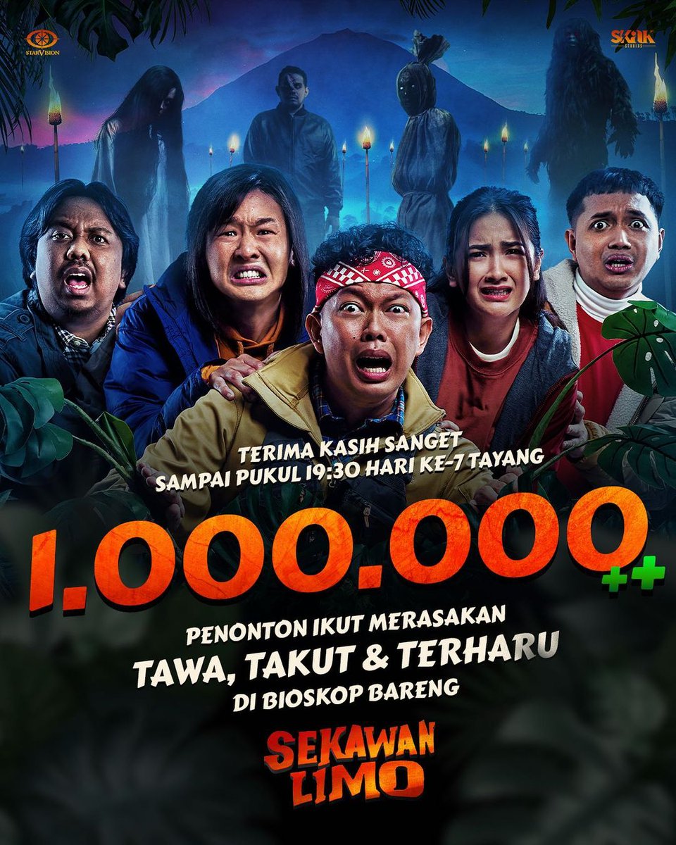SEKAWAN LIMO garapan Bayu Skak tembus sejuta penonton dalam seminggu!

Jadi film Indonesia ke-10 di 2024 yg melewati 1 juta. Selamat!

Kamu udah nonton?