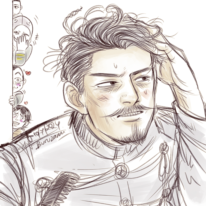 Buruzami's tweet photo. Bad hair day...
#7thDivision #GoldenKamuy #TsurumiTokushirou ♥ ♥ ♥
Btw, this Nikaidou comes from the future 🤨😅 https://t.co/Y0AgRkv4Rz