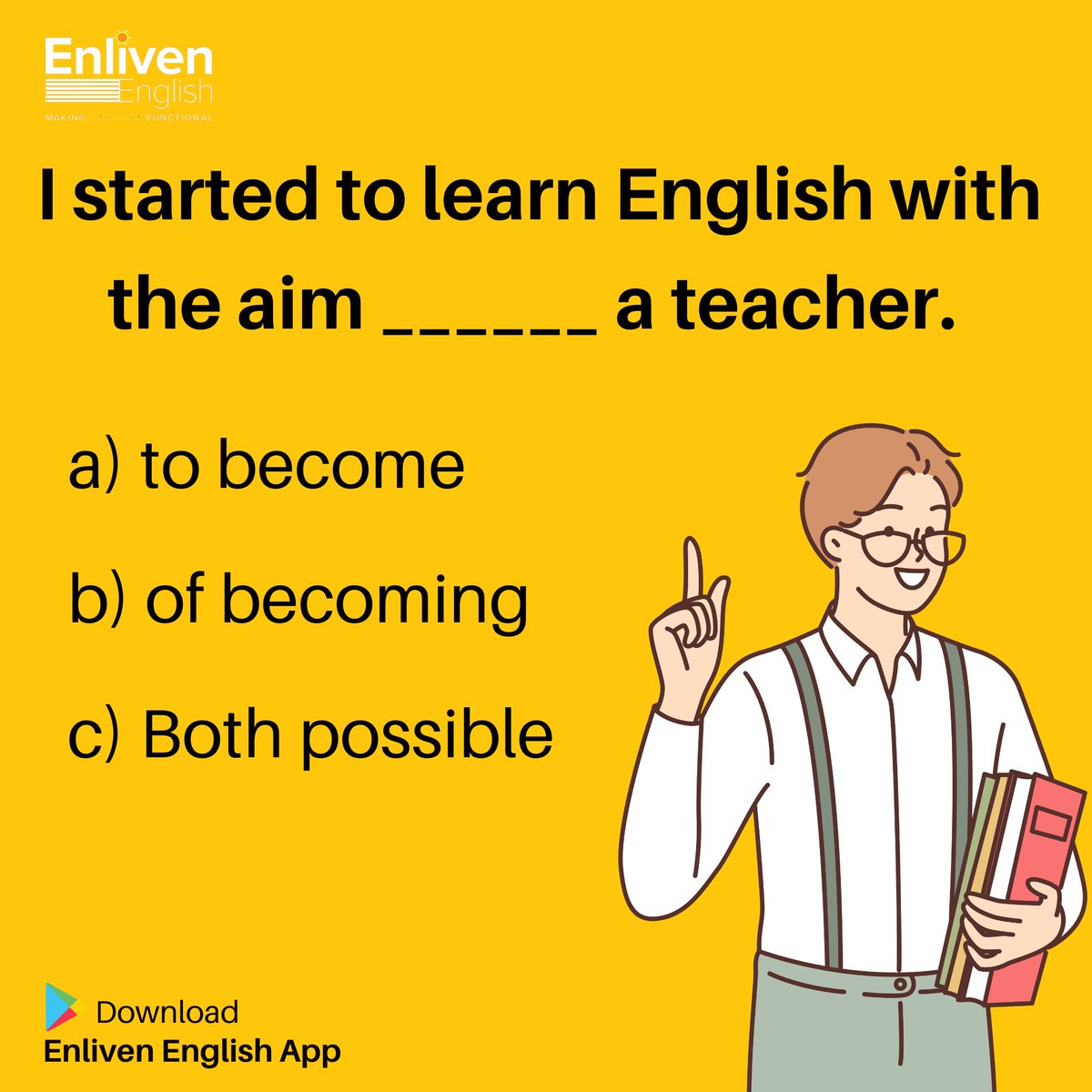 EnglishEnliven's tweet image. Infinitive or gerund? #grammarquiz