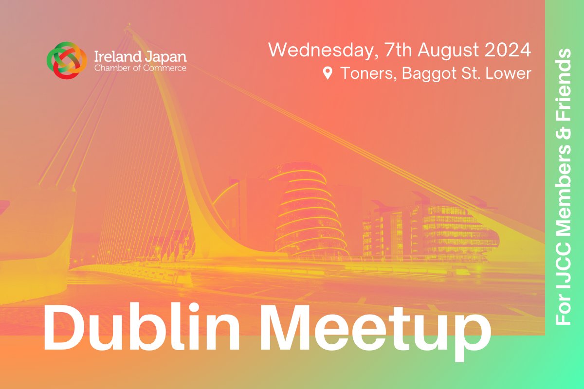 We are delighted to hold our 4th Business Networking event in Dublin! 🇮🇪 🍻

Members, non-members, all in the 🇮🇪🇯🇵 community welcome. 

✨  Wed, 7 Aug
🕰  5:30pm onwards
📍 Toners 139 Baggot St Lower, Dublin 2 D02 N231
🎟 Free, buy your own drink/food

Registration not required.