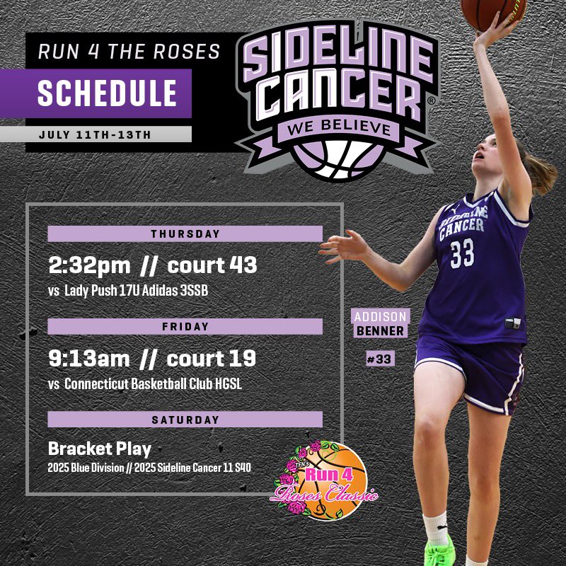 AddisonBenner2's tweet photo. !! Updated game time for Thursday!! Sideline Cancer u17s40- 2:32, court 43 @ICAN_basketball 💜 @SetonHillWBB @SusquehannaWBB @DutchmenMadness @calvulcans @ShipWBB @FROSTBURG_WBB @UNewHavenWBB https://t.co/gOJaJdA6gB