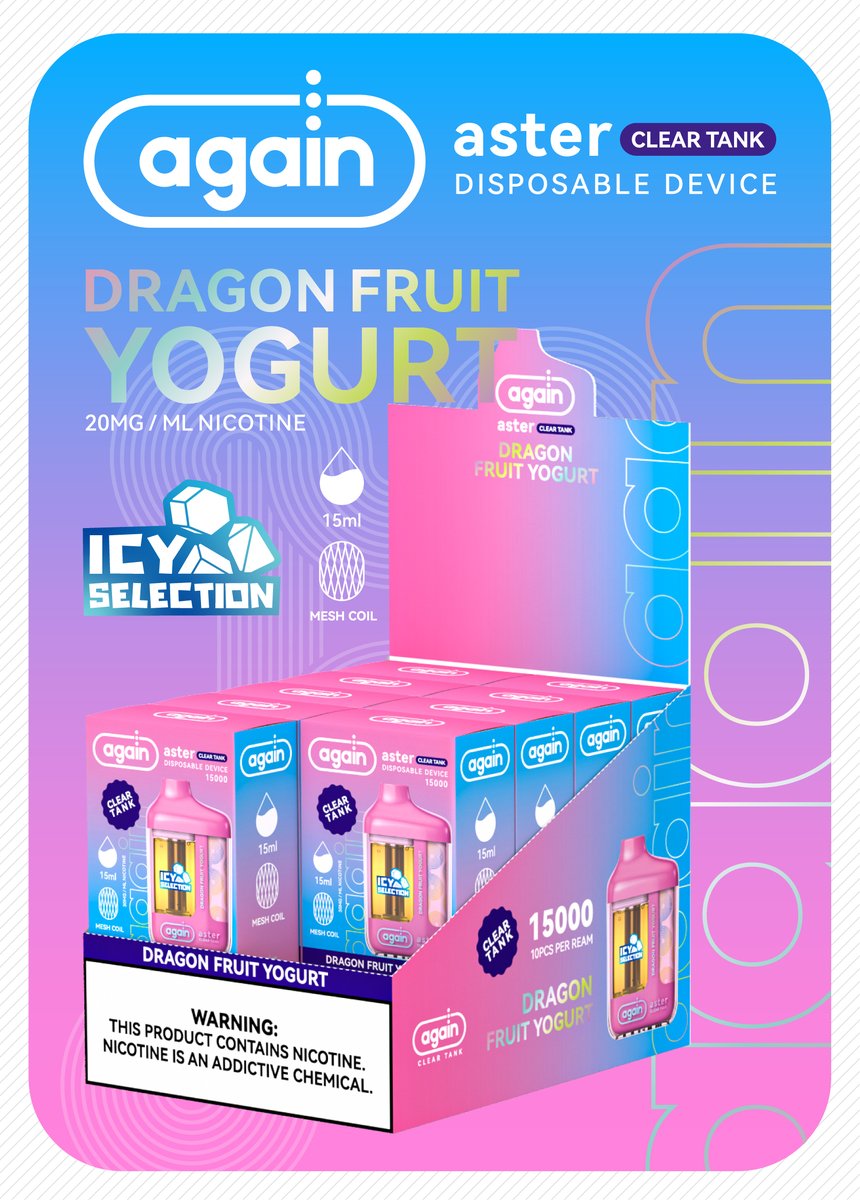 JolinNing186535's tweet photo. New Launch LED Vape 15K Puff Again Aster Disposable Electronic Cigarettes Icy Flavors With Mega Clear Tank
Support Bulk/ OEM/ ODM Orders
Whatsapp: +86 15899784475
#disposablevape #vapeshop #vapedistribution #vapor #EPEN #evape #eshisha #meshcoil #cleartank #ecig #ecigar https://t.co/AtuptUFQPS