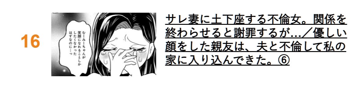 ダ・ヴィンチwebさんのランキング入ってた! 連載8位と総合16位!やったー!  