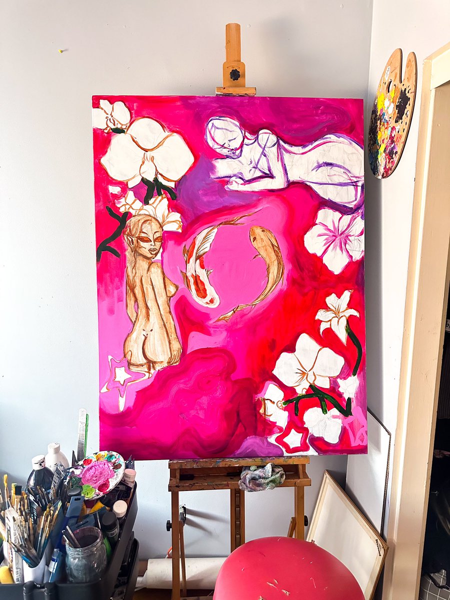 PAINTPLUGG's tweet photo. Work in progress 🩷 I want this painting to radiate nothing but love and girly vibes 🎀 https://t.co/5u77OK0M39