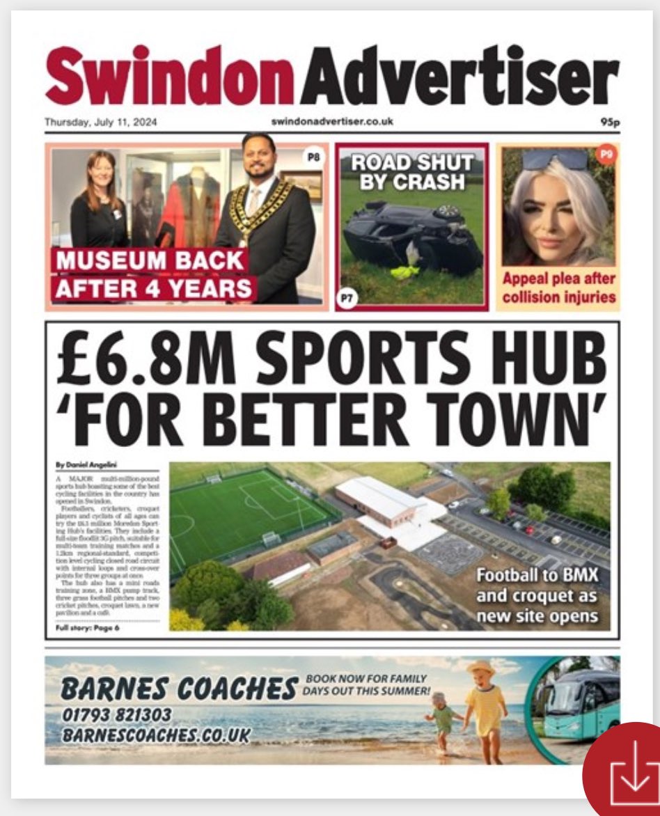 Jim Robbins (@jimrobbins) on Twitter photo Great to see the new <a href="/MuseumandArt/">Museum & Art Swindon</a> Swindon and Moredon Sports Hub on the front of the @SwindonAdver!
<a href="/SwindonNCent/">Central Swindon North Council</a> <a href="/Sport_England/">Sport England</a> <a href="/FrMASwindon/">Friends of Museum & Art Swindon</a> <a href="/ImtiyazShaikh_/">Imtiyaz Shaikh</a>
#BuildingABetterSwindon Great to see the new <a href="/MuseumandArt/">Museum & Art Swindon</a> Swindon and Moredon Sports Hub on the front of the @SwindonAdver!
<a href="/SwindonNCent/">Central Swindon North Council</a> <a href="/Sport_England/">Sport England</a> <a href="/FrMASwindon/">Friends of Museum & Art Swindon</a> <a href="/ImtiyazShaikh_/">Imtiyaz Shaikh</a>
#BuildingABetterSwindon