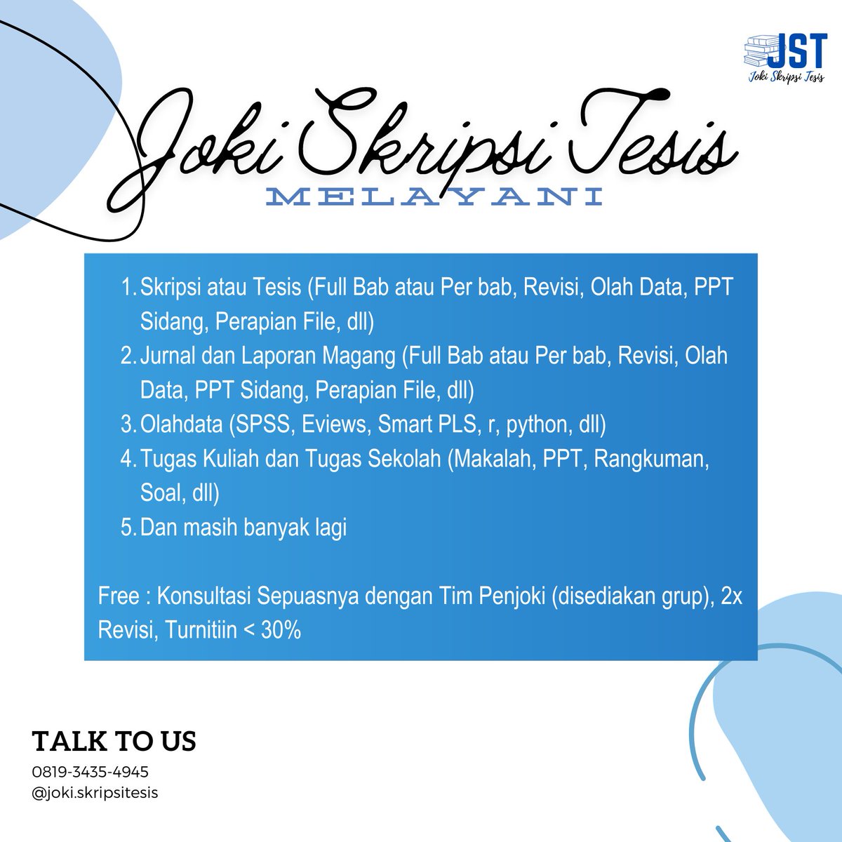 Joki Skripsi Tesis by JST — mt by dm 💌 tweet media