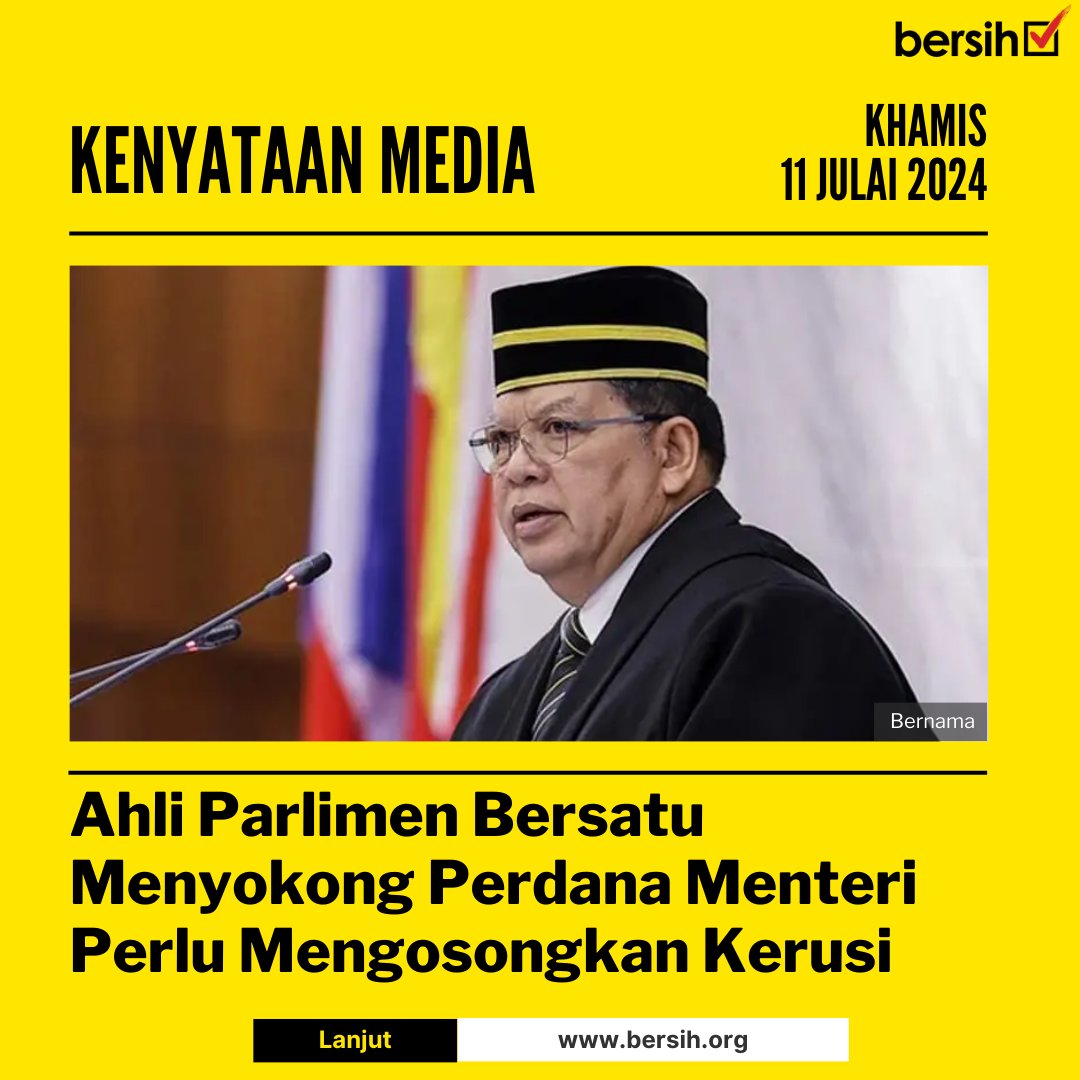 bersihofficial's tweet photo. Kenyataan Media BERSIH
11 Julai 2024

Ahli Parlimen Bersatu Menyokong Perdana Menteri Perlu Mengosongkan Kerusi

Gabungan Pilihan Raya Bersih & Adil (BERSIH) merujuk kepada keputusan Yang di-Pertua Dewan Rakyat Tan Sri Johari Abdul yang menyatakan kedudukan enam Ahli Parlimen (MP) Bersatu yang mengingkari arahan parti kekal sebagai anggota Parlimen. Enam MP tersebut adalah MP Bukit Gantang, MP Kuala Kangsar, MP Labuan, MP Tanjong Karang, MP Gua Musang (yang juga merupakan ADUN Nenggiri) dan MP Jeli. 

BERSIH menegaskan bahawa Yang di-Pertua Dewan Rakyat telah terkhilaf dalam memahami mekanisme Undang-Undang Anti-Lompat (UAL) ini serta telah membelakangkan prinsip dan hasrat penggubalan undang-undang tersebut, yang bakal membuka kepada pintu ketidakstabilan politik selepas ini. 

Justeru, situasi ini akan menimbulkan polemik mengenai keberkesanan akta ini terhadap matlamat asal demi menjamin kestabilan politik negara.

Perkara 49A(1) Perlembagaan Persekutuan menggariskan tiga sebab terhentinya seseorang Ahli Dewan Rakyat, iaitu apabila seseorang Ahli Dewan Rakyat itu menukar parti, melepaskan keanggotaan parti dan beliau tidak lagi menjadi anggota parti tersebut.

Apa yang berlaku kepada sekurang-kurangnya empat daripada enam MP Bersatu (Bukit Gantang, Kuala Kangsar, Labuan dan Tanjong Karang) adalah mereka telah digugurkan keahlian kerana gagal menuruti arahan daripada Majlis Pimpinan Tertinggi Bersatu untuk tidak menyokong Perdana Menteri. Bersatu telah meminda perlembagaan parti mereka yang menetapkan bahawa mana-mana ahli Bersatu yang menjadi wakil rakyat di Dewan Rakyat atau DUN yang tidak mematuhi arahan Majlis Pimpinan Tertinggi akan terhenti keahlian mereka secara serta-merta. 

Berdasarkan infografik penerangan daripada Bahagian Hal Ehwal Undang-Undang (BHEUU) berkenaan mekanisme UAL ini, juga jelas menerangkan implikasi akibat tidak mematuhi keputusan parti di dalam salah satu slaid mereka. Slaid infografik tersebut memberikan contoh situasi di mana sekiranya ada tindakan tidak mengikuti keputusan parti berdasarkan perlembagaan parti tersebut, maka ahli-ahli tersebut dianggap telah bertukar parti dan perlu mengosongkan kerusi mereka.    

Perlu diingat bahawa, pindaan perlembagaan parti Bersatu yang dibuat untuk memasukkan peruntukan terhenti keahlian sekiranya gagal menuruti arahan parti juga adalah sama dengan pindaan perlembagaan yang dibuat oleh DAP, AMANAH dan juga UMNO.  

Maka, pihak Yang di-Pertua Dewan Rakyat harus menghormati Perlembagaan parti Bersatu dan mana-mana parti politik khususnya dalam menyelaraskan penguatkuasaan Akta ini.

Dalam masa yang sama, penggubalan Akta Anti Lompat Parti [Akta A1663] berserta pindaan Perlembagaan Persekutuan [Akta Perlembagaan (Pindaan) (No. 3) 2022] juga adalah salah satu tuntutan BERSIH yang disusuli dengan Memorandum Persefahaman antara Kerajaan dan Pembangkang  pada 2021 yang menatijahkan sokongan 209 Ahli Parlimen ketika itu.

Justeru, BERSIH berpandangan Yang di-Pertua Dewan Rakyat telah mensia-siakan peluang untuk menguatkuasakan serta memperkasakan Akta ini yang didukung dua pertiga anggota Dewan Rakyat apabila ia kali pertama diuji dalam sejarah politik negara. Apa yang diputuskan oleh Yang di-Pertua Dewan Rakyat akan sekali membuka lompang undang-undang ini dan menghapuskan keyakinan rakyat terhadap keluhuran perlembagaan dan kedaulatan undang-undang yang menjadi prinsip Rukun Negara. 

Keputusan ini juga akan terus menajamkan perbezaan antara Kerajaan dan Pembangkang, menyukarkan kerjasama professional untuk melakukan reformasi, serta membebaskan Parlimen dari keterikatan dengan badan Eksekutif sekaligus memperkukuh persepsi bahawa kerajaan hanya berminat untuk mengekalkan kekuasaan berbanding melaksanakan perkara yang betul.

Dikeluarkan oleh:
Jawatankuasa Pemandu BERSIH