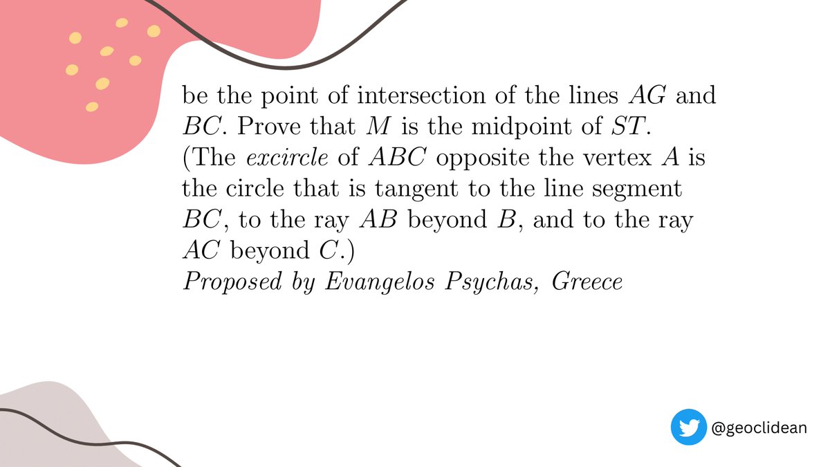 geoclidean's tweet photo. Problem 1
#Geometry #Incenter #Circumcircle #IMOShortlist #GeometrySolved #IMO2012 #Lengths https://t.co/ULxMxPpMXW