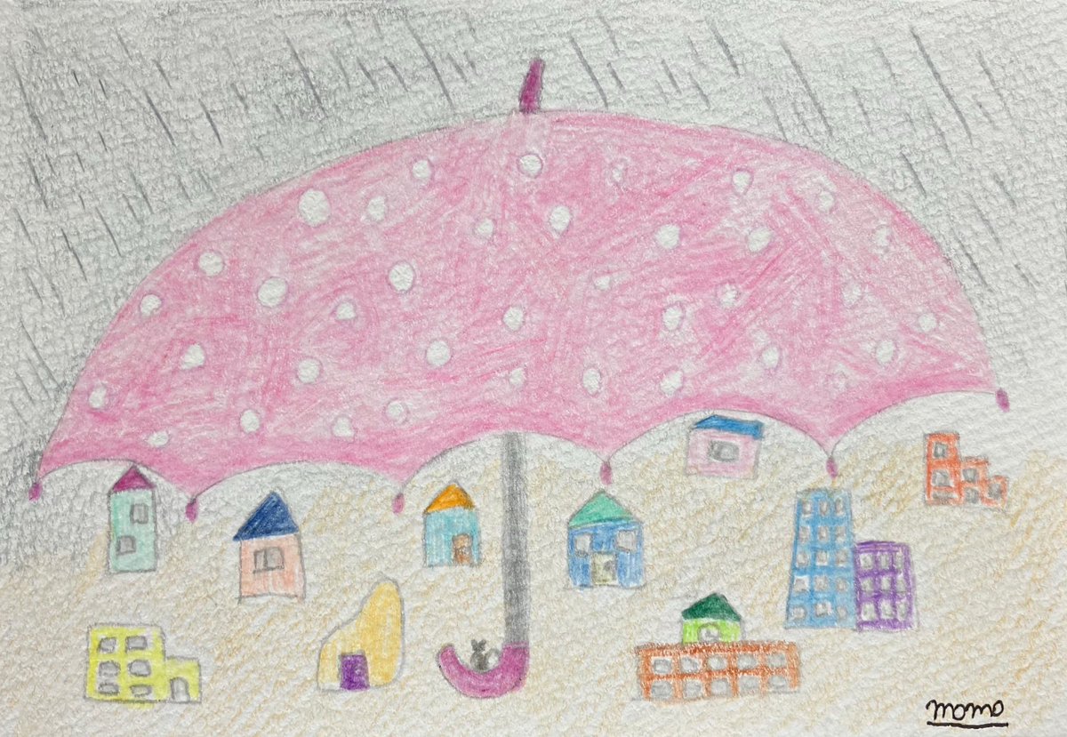 雨の降る街
#雨 #イラスト #アナログイラスト #色鉛筆