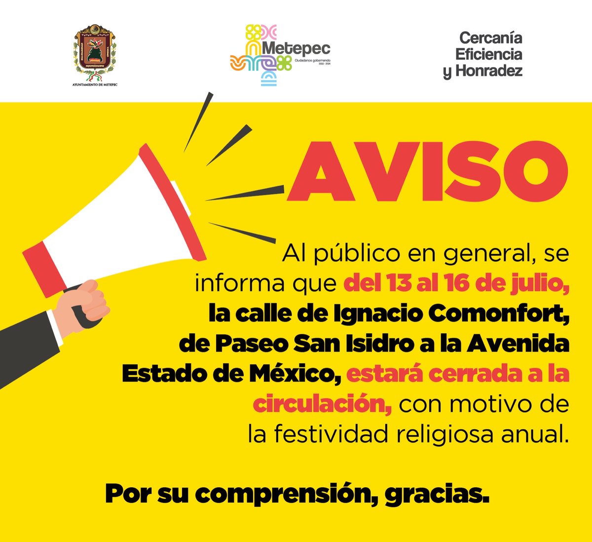 MetepecGobierno's tweet photo. 📣Para tomar en cuenta📣 https://t.co/akjYscS6p3
