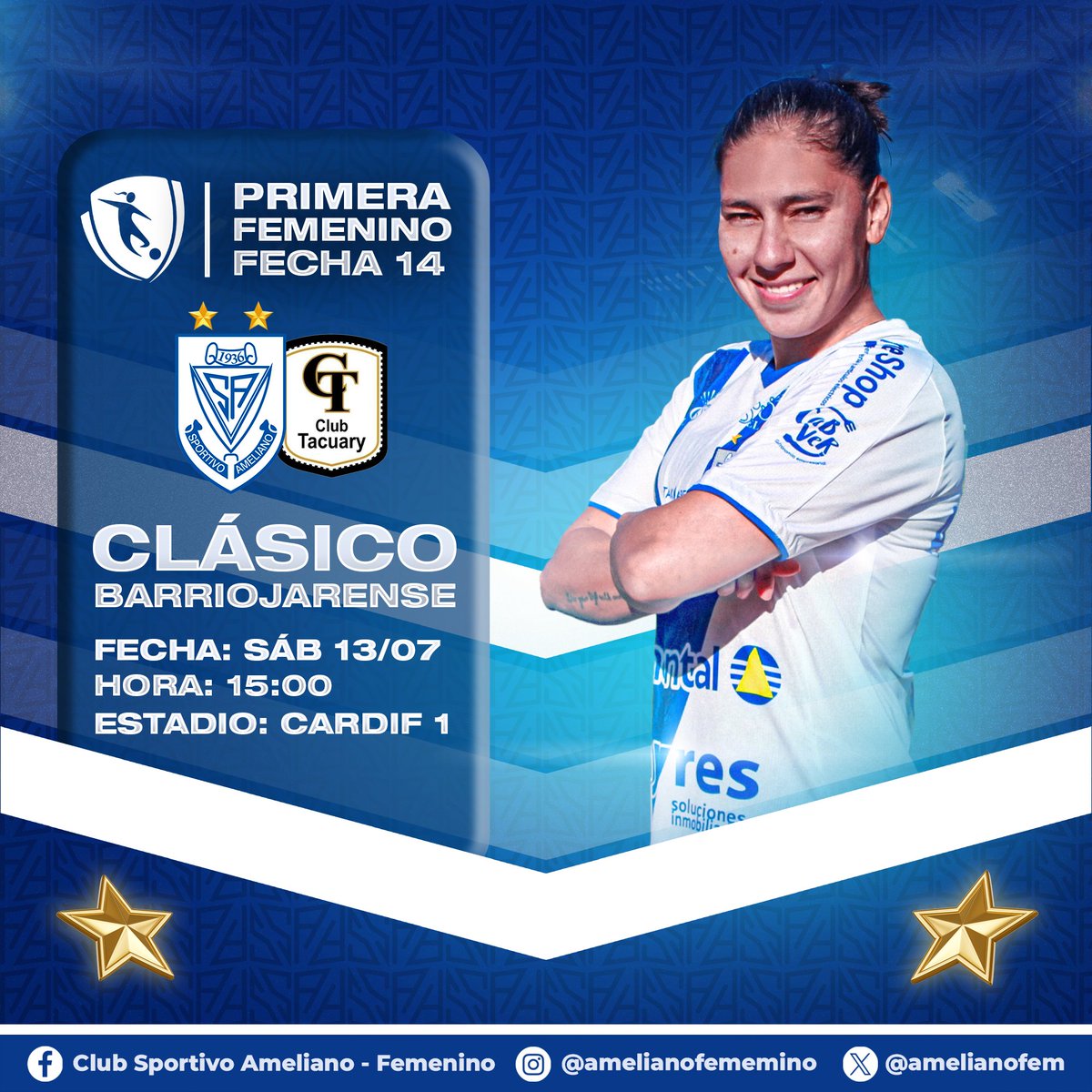amelianofem's tweet photo. P R O X I M O  P A R T I D O

🆚 Tacuary FBC 

🔹 Fecha 14

#𝐀𝐦𝐞𝐅𝐞𝐦 🤍💙 https://t.co/U7FckljFw4