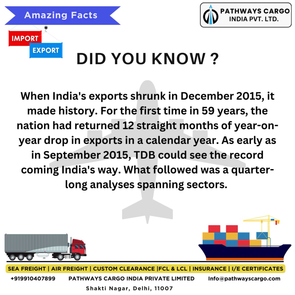 Pathways_Cargo's tweet photo. Breaking Down India's 12-Month Export Drop in 2015.
#AirCargo #SeaFreight #SupplyChain #Logistics #Transportation #freighters #Sensex #NEDENG #pathwayscargo #sharemarketindia #exports https://t.co/cv3huuhQlq