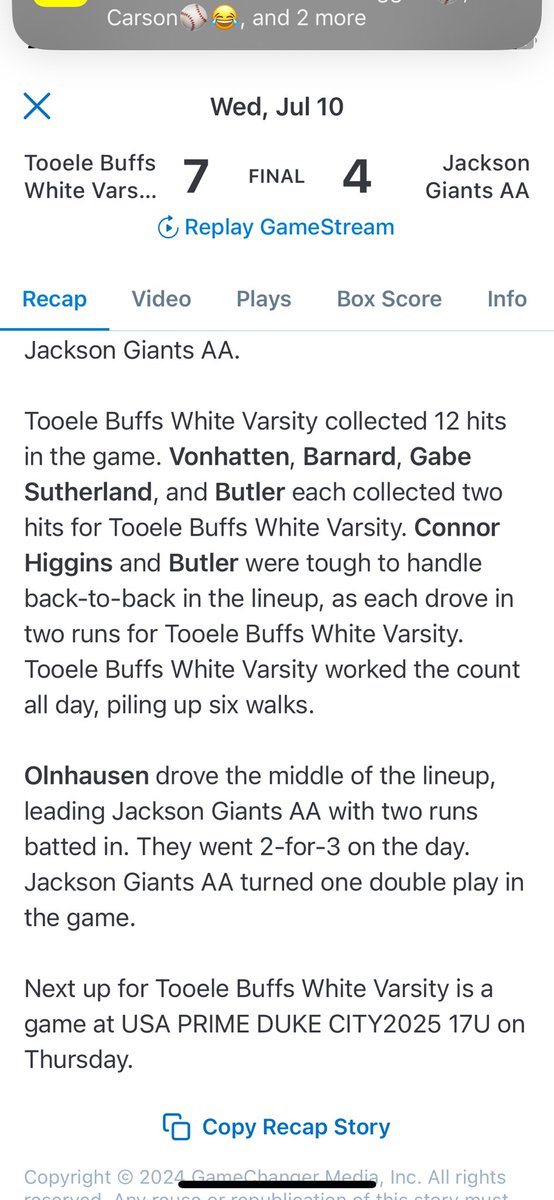 No film on the first pathway game but went 2-3 with 2 singles, 1 RBI, and HBP.