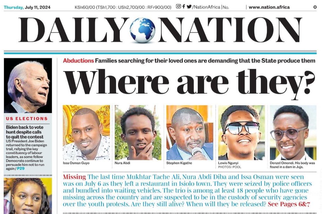 The security agencies are now using the ‘maandamano’ to abduct and interrogate citizens in furtherance of their agendas, the constitution be damned.
Yesterday they failed to appear in court, today summons have been issued. This is a lawless country.