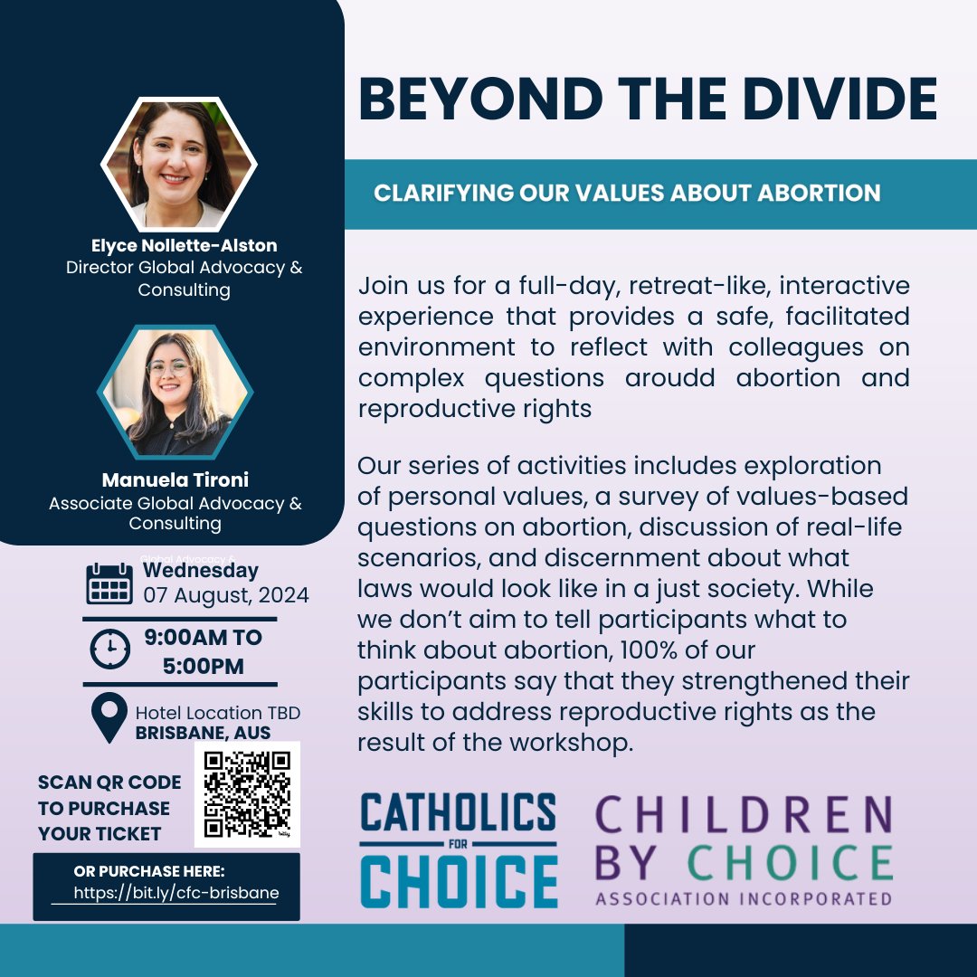 We are so excited to have @catholic4choice host a full day of values clarification training called Beyond the Divide. This is going to be a great event, and it will be held in Brisbane on the 7th of August 2024 secure.actblue.com/donate/btd-bri…