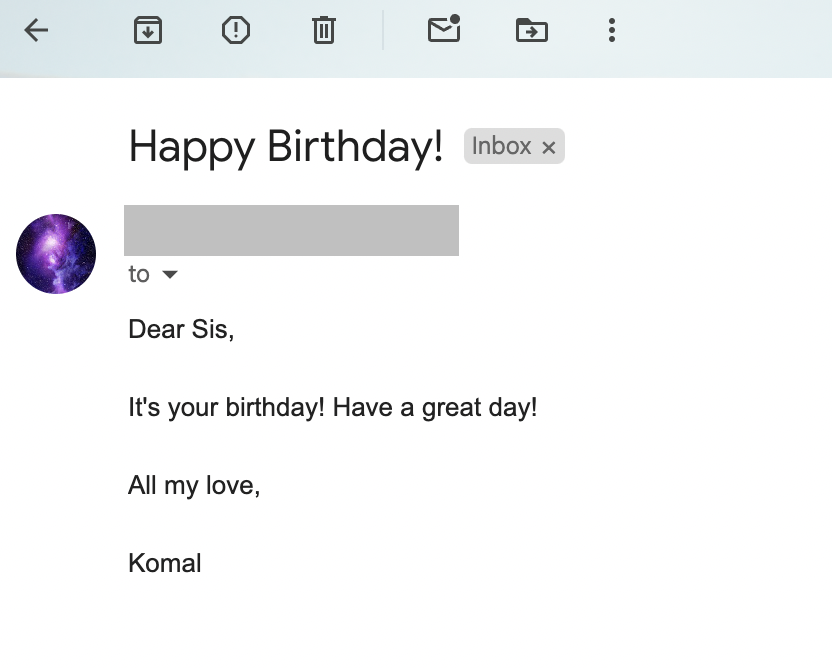KomalPapanwar's tweet photo. Day 32 of #100daysofcodeangelayu   

Project 32: Automated Birthday Wisher🎂

Using smtplib, I created an automatic birthday wisher that sends an email to the birthday person on that day. https://t.co/toqafKE6Ii