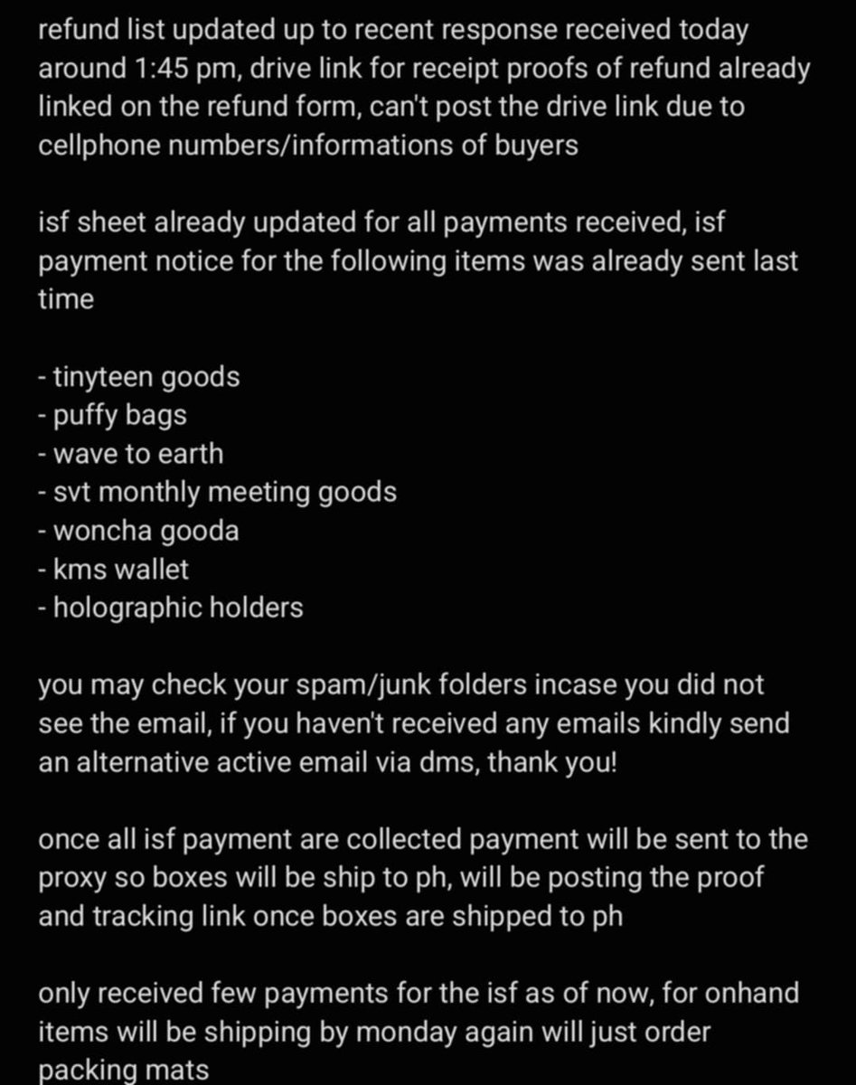 Correction: refund list was updated yesterday I just forgot to post this update from Sasa