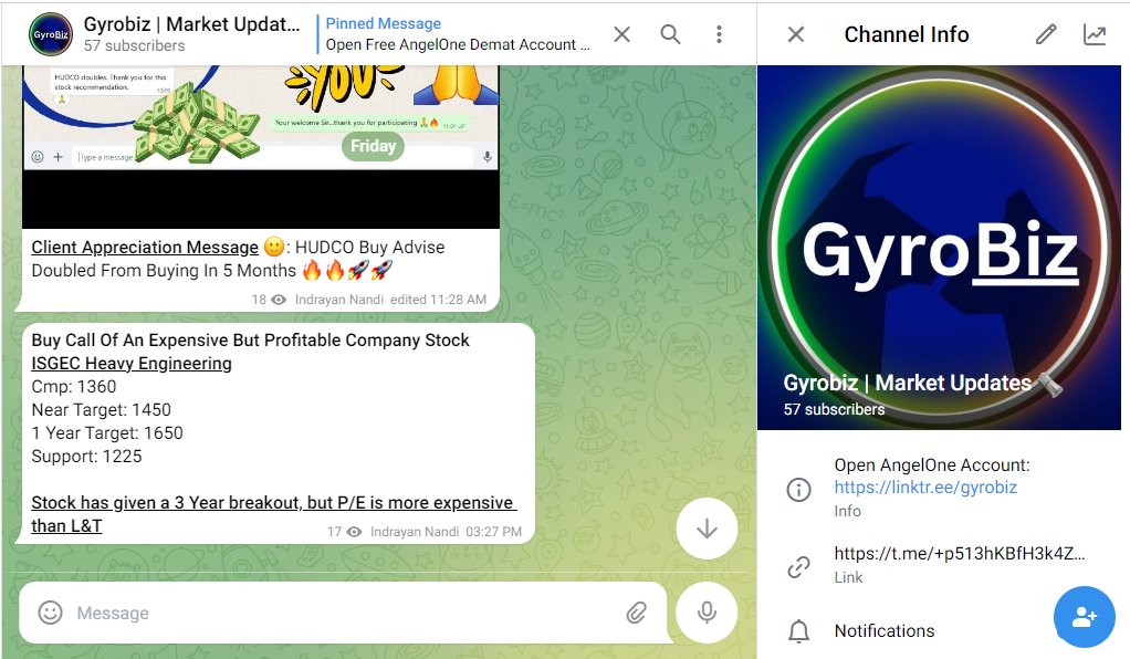 GyrobizTweets's tweet photo. ISGEC Heavy Engg. short term target achieved !
7% return in 4 days. #trading #swingtrading #stocks #advisory #tradingtips https://t.co/DKM8dXkFWQ