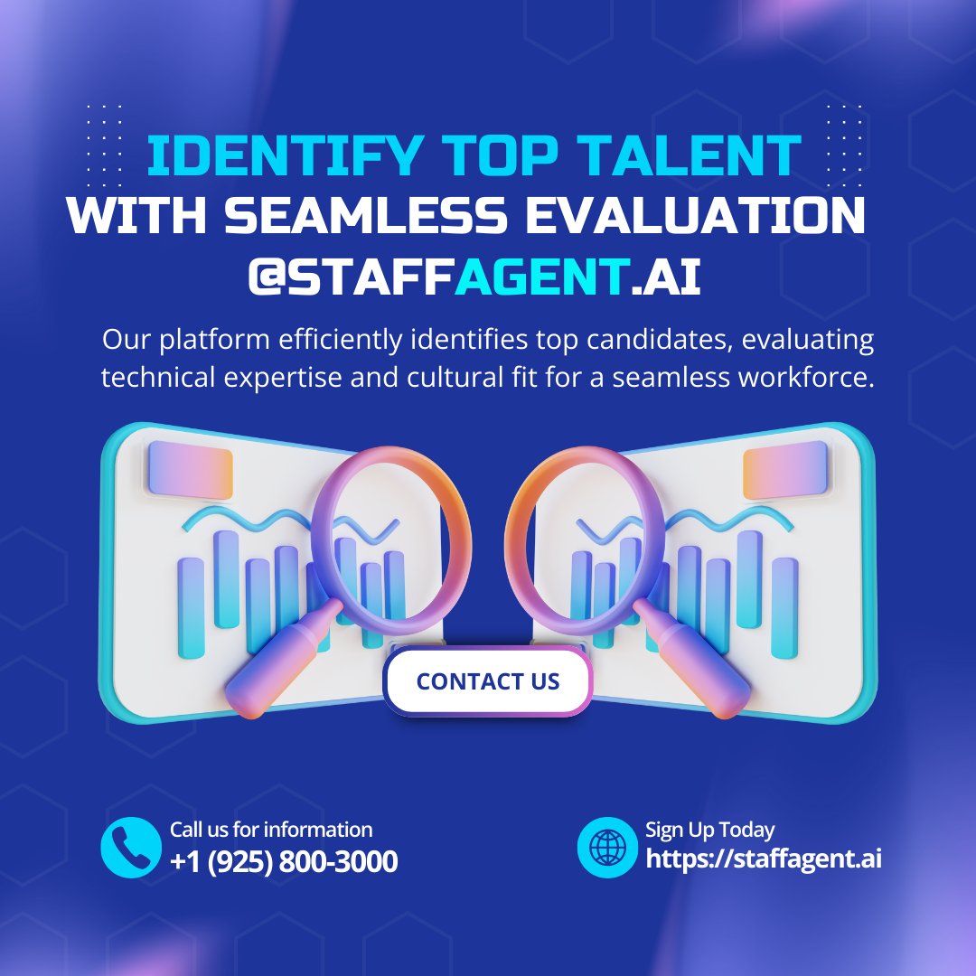 🌟 Elevate your hiring with StaffAgent.AI! Efficiently identify top candidates and streamline your recruitment process. 
Visit staffagent.ai 
Call +1 (925) 800-3000. 

#HRTech #AIinRecruitment #StaffAgentAI #Hiring