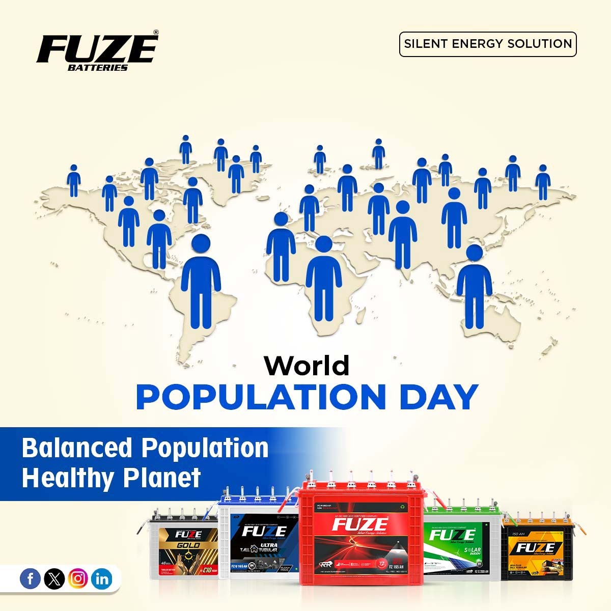 FuzeBattery's tweet photo. Celebrate World Population Day by promoting a balanced population and a healthier planet. Let's work together for a sustainable future where everyone thrives in harmony with nature.

#WorldPopulationDay #WorldPopulation #SustainablePopulation #FuzeBattery #SolarBattery #india https://t.co/NKWwx3d5t7
