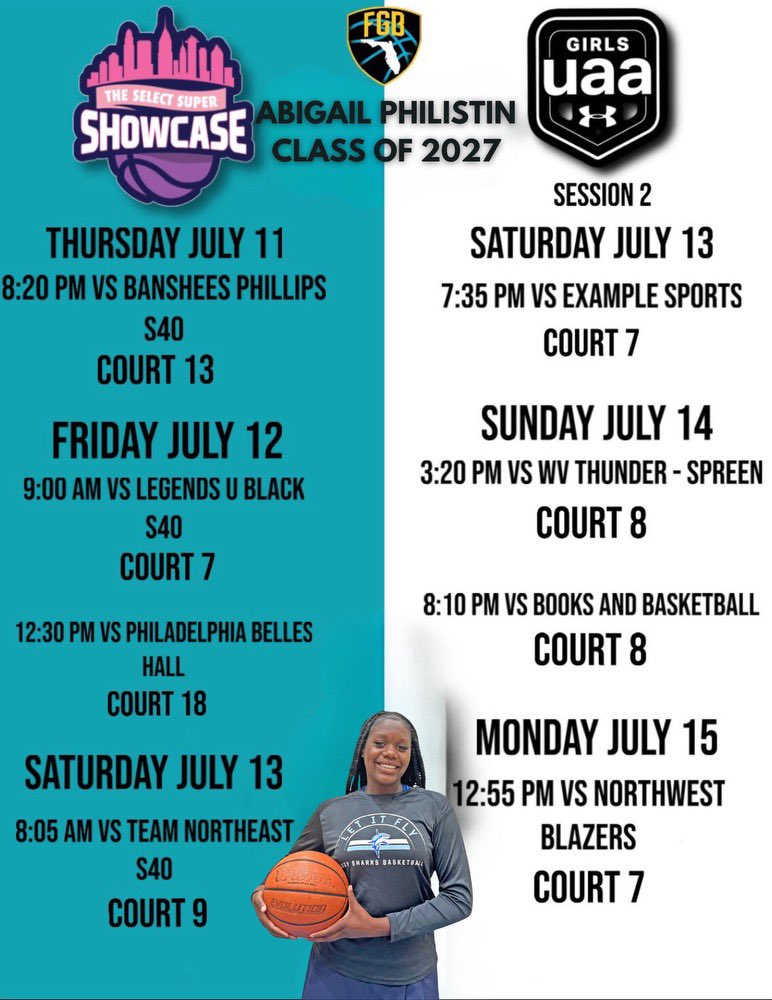 My schedule for The Select Showcase and UAA Session 2.  Really Excited!