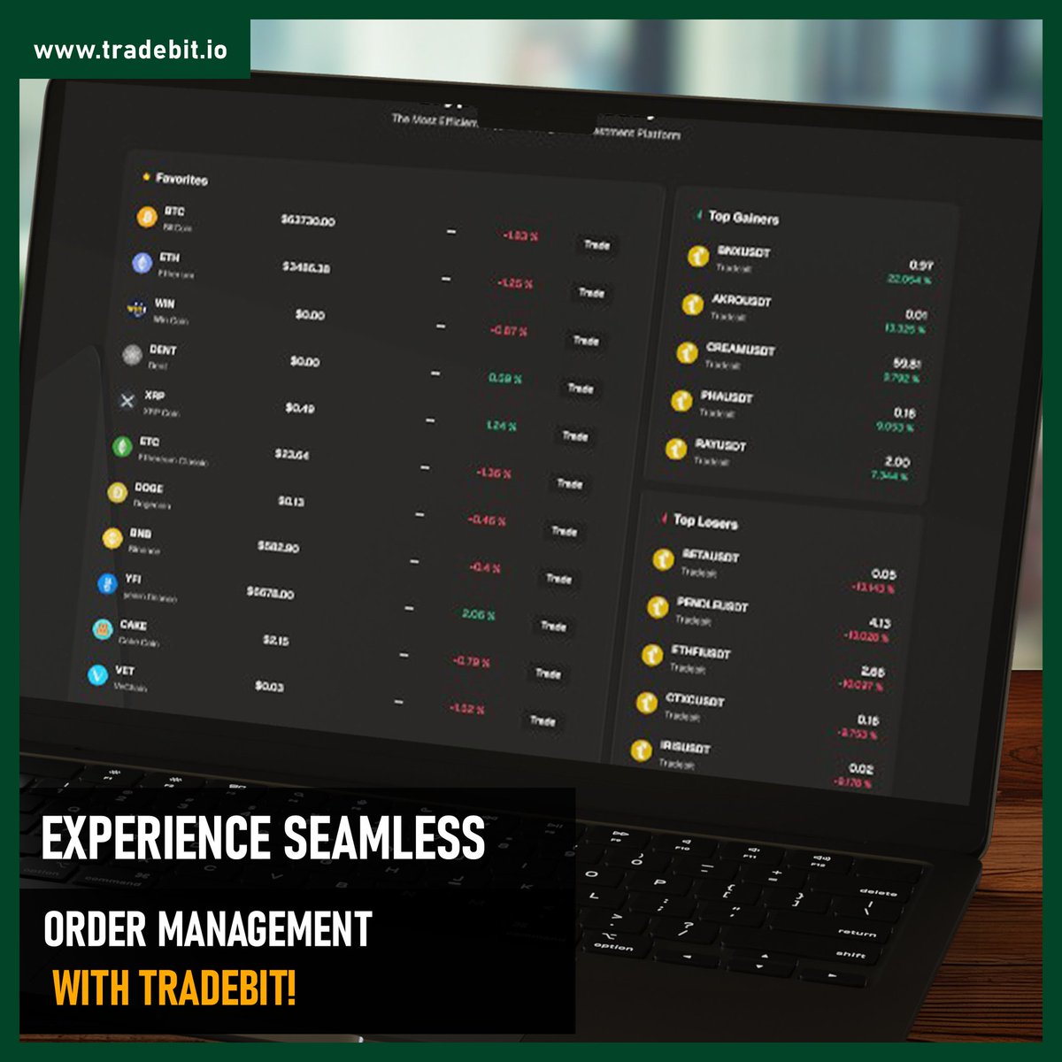 tradebitio's tweet photo. ๐ Experience seamless order management with TradeBit! Discover the new way to handle your trades effortlessly. #TradeBit #CryptoTrading #OrderManagement https://t.co/5ihgndDd0R