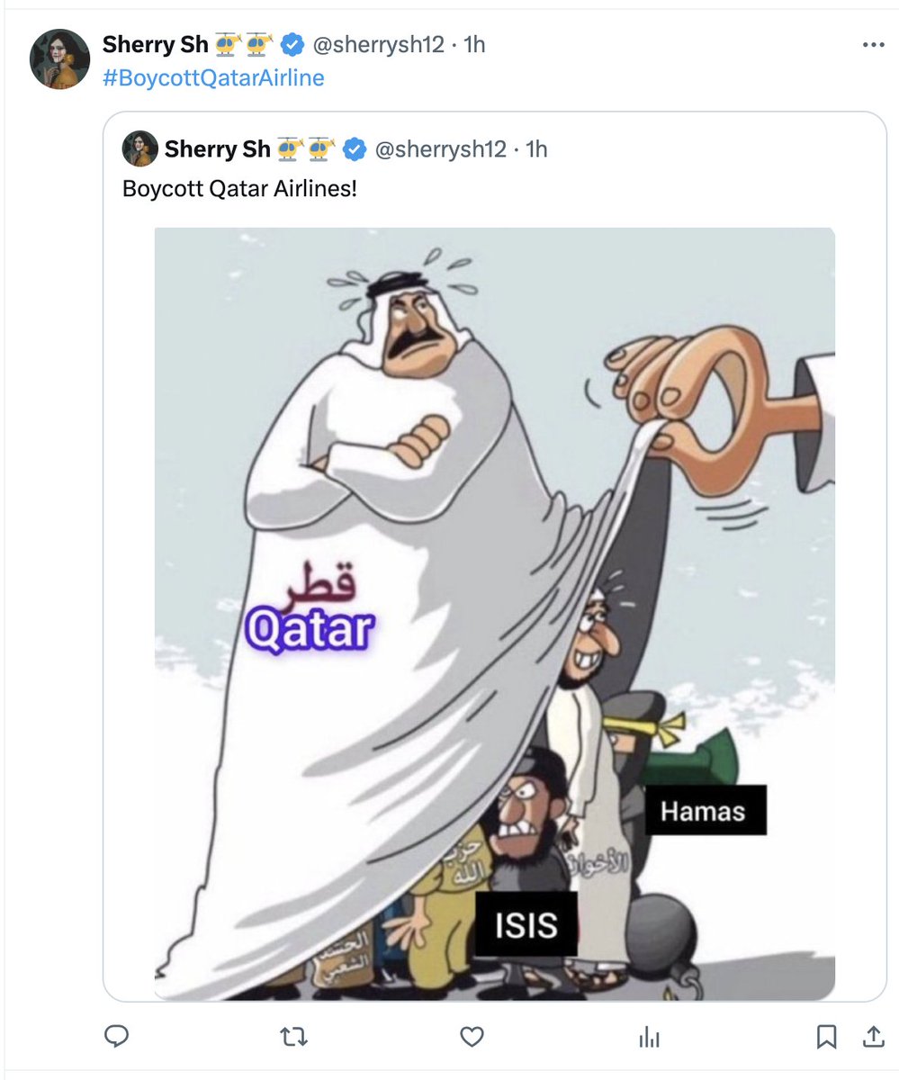 sherrysh12's tweet photo. I would say: 
#BoycottQatarAirline
#SupportDelta https://t.co/p0B2QnoYG9