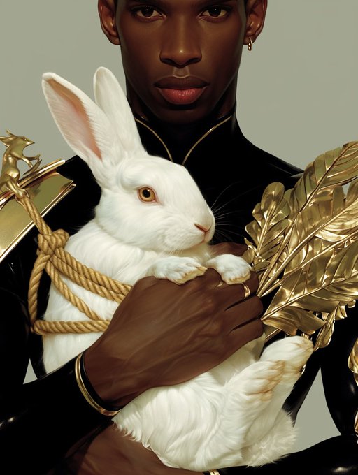 &ldquo;Mr. Wells, His Rope, and His Bunny&rdquo; 🪢🐰💁🏿&zwj;♂️💎👑🪢  #MidjourneyAI  #nijijourneyv6 https://t.co/BBZxxp4G<a href="/tag/midjourneyai"class="tags">#MidjourneyAI</a><a href="/tag/nijijourneyv6"class="tags"><span>#nijijourneyv6</span></a>