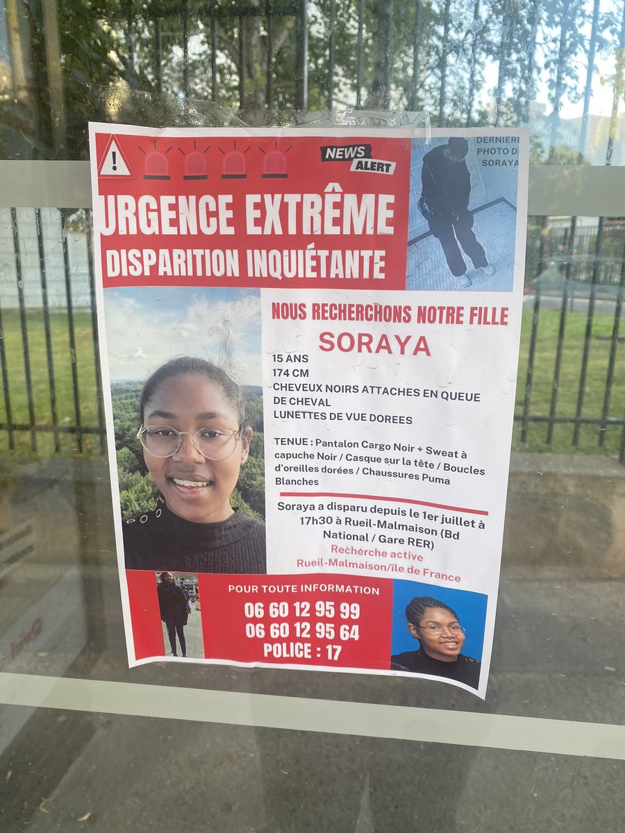 DISPARITION 
RUEIL 92000 
SORAYA 
15 ANS 
06 60 12 95 99