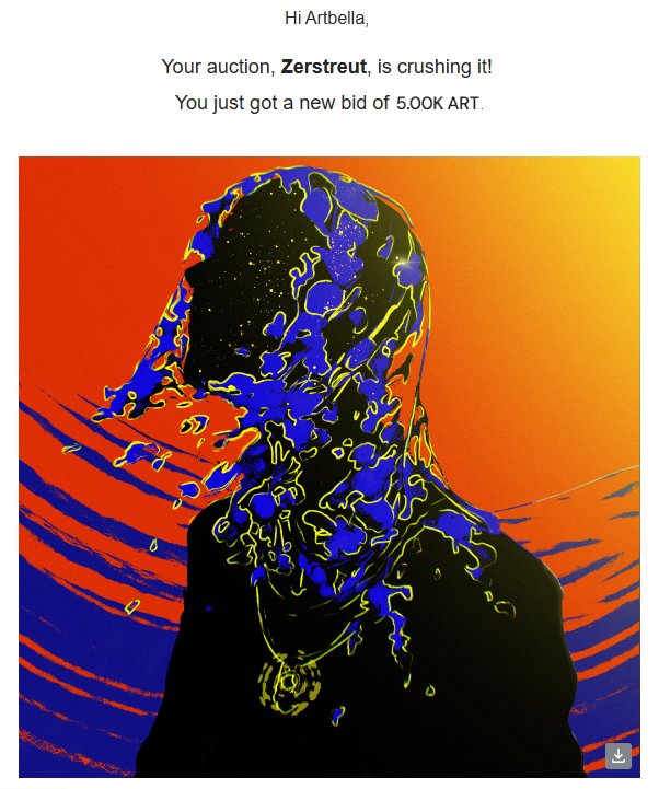 GM! 😻

🚨 Auction is live 🎉🥂

“Zerstreut” got a bid from <a href="/iJmillz/">Cowboy the Terrible</a> 
Thank you so much!!🥹

Current bid at 5K $ART
If you want to join the auction 👇🏻