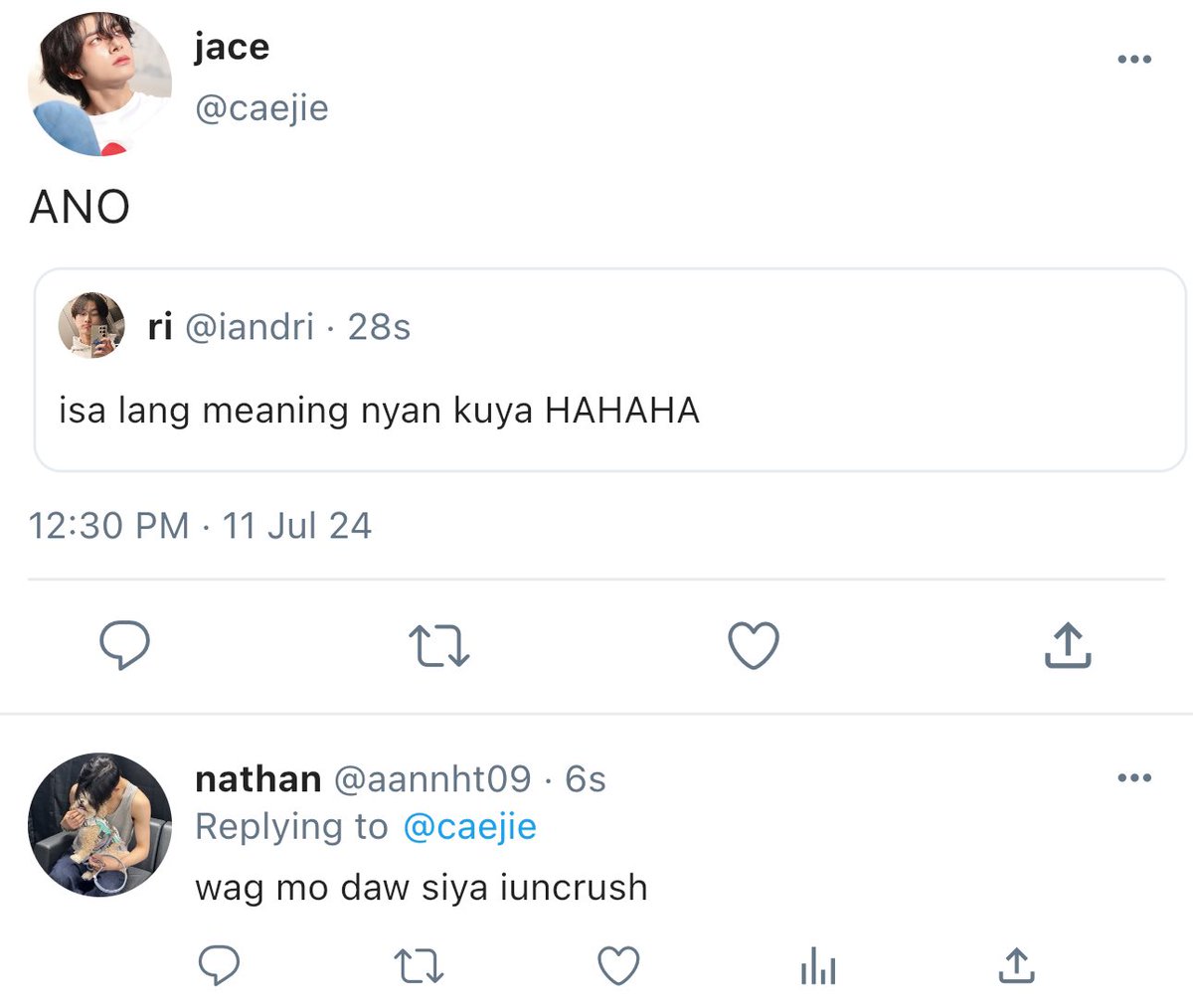back to zero.. 𝘢𝘨𝘢𝘪𝘯

— a #jayke few tweets au wherein jace’s (sjy) feelings for gio (sjy) just keeps coming back no matter how hard he tries.