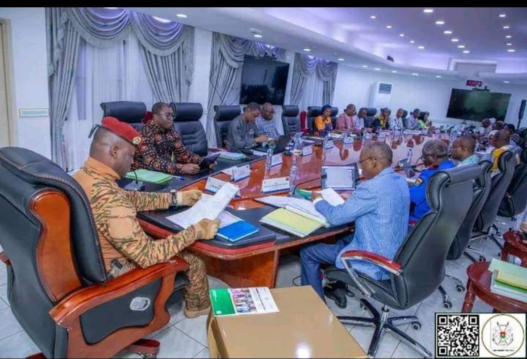 Captain Ibrahim Traore conducts his weekly Wednesday meeting with his Council of Ministers where they review past achievements and set goals for the upcoming week and year. He is a highly focused and serious leader