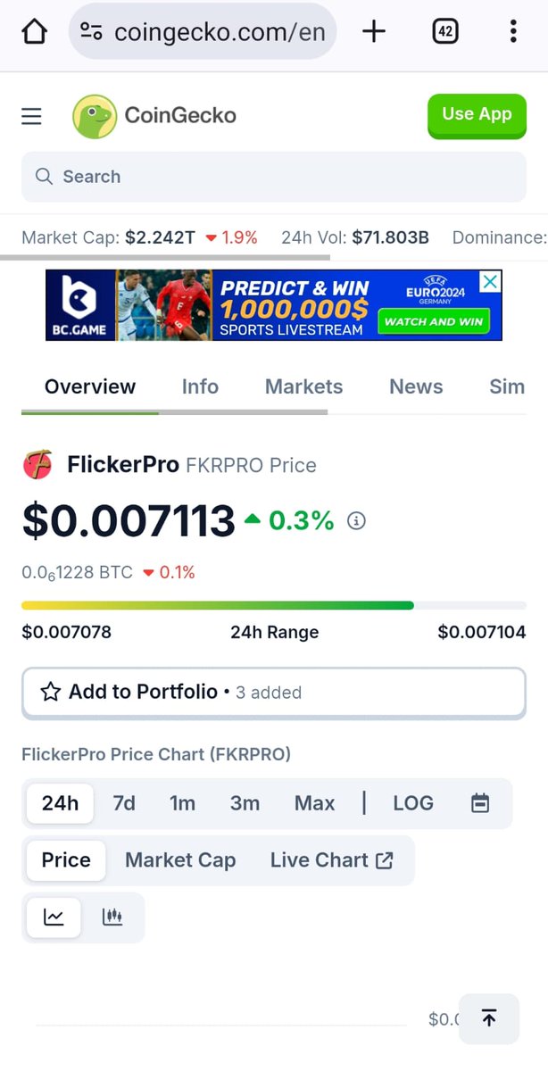 Flicker46278331's tweet photo. FlickerPro $FKRPRO IS NOW LIVE ON 
@coingecko https://t.co/8oRc7pIseD