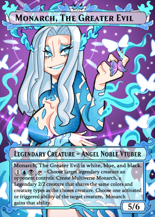 ImanitusGaming's tweet photo. It's been a while since the last cards but getting back on the grind of design. The Scuff Queen makes an apperance with custom art by none other than THE @korvii_ !!! I give my first V-Secret Lair!
#MonARTch
#MTGCustom #VSecretLair https://t.co/kjwYeRX2SG