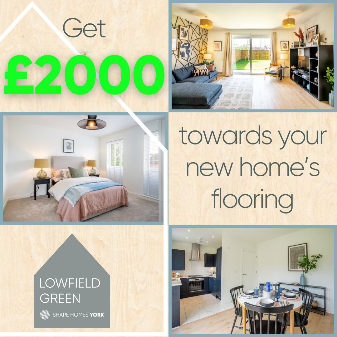 Upgrade your living space with cash incentives on flooring available now! Secure your dream home today. For more info or to arrange a viewing, contact us at info@shapehomesyork.com. 
shapehomesyork.com
 #LowfieldGreen #ShapeHomesYork #YorkLiving #AffordableQuality