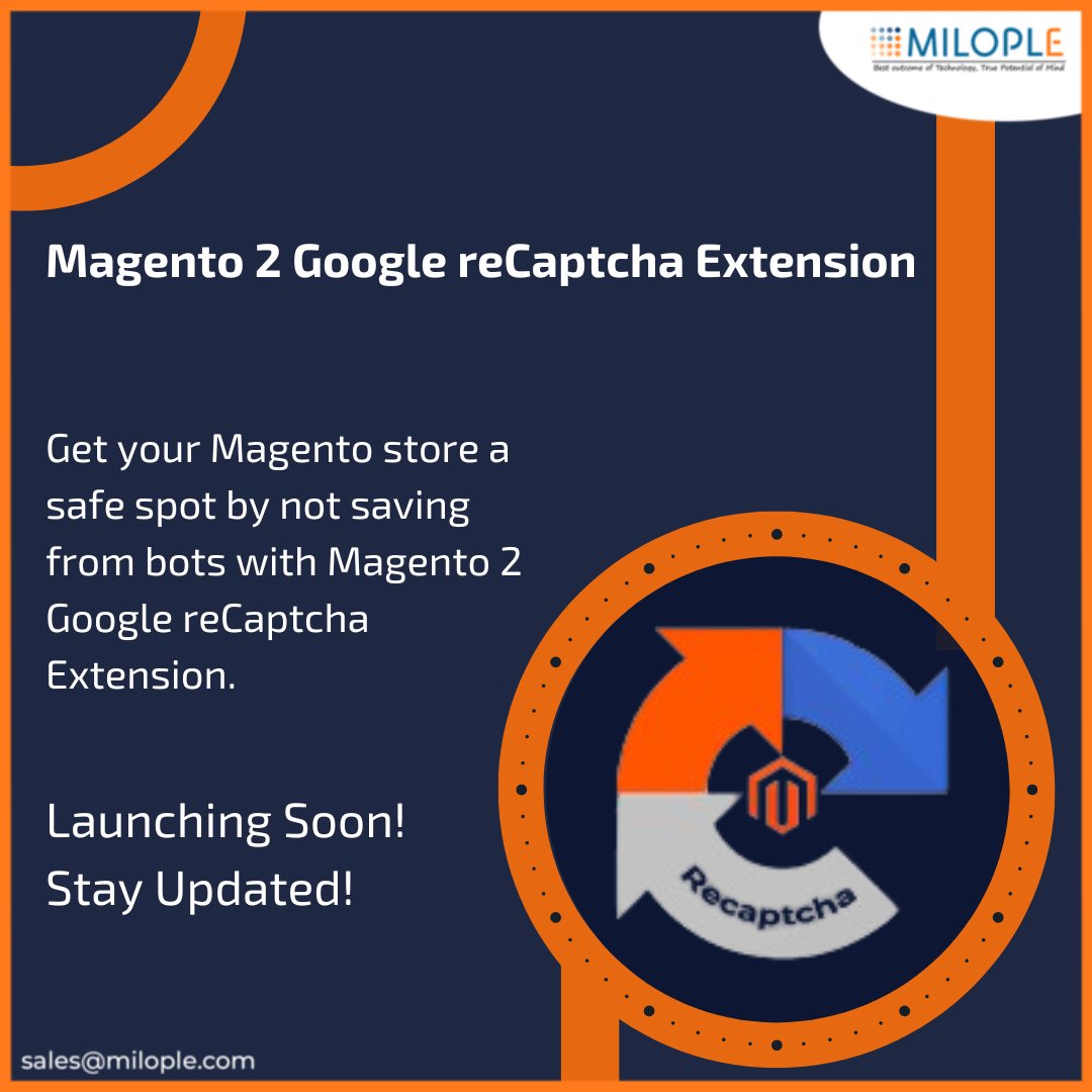 Milople's tweet image. Protect your store from bots and spam with Google's advanced reCaptcha technology. Take Advantage Today of Magento 2 Google reCaptcha extension By Milople.
bit.ly/3L3BbQE
#Magento2 #Magento2Extension #Ecommerce #GoogleReCaptcha #CyberSecurity #BotProtection #Milople