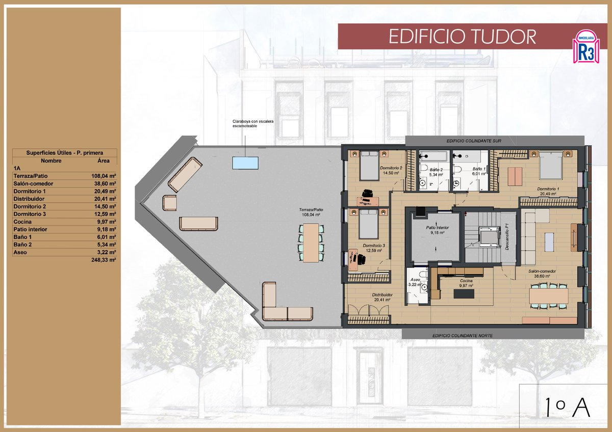 Estupendo piso de 131 m² con 3 habitaciones, 2 baños y aseo, garaje y patio terraza de 108 m². Situado en el Edificio Tudor de Nueva Promoción en la Avenida de la Facultad de Veterinaria.
Infórmate en nuestras oficinas o en nuestra página web:
inmobiliariar3.com/ref-20908