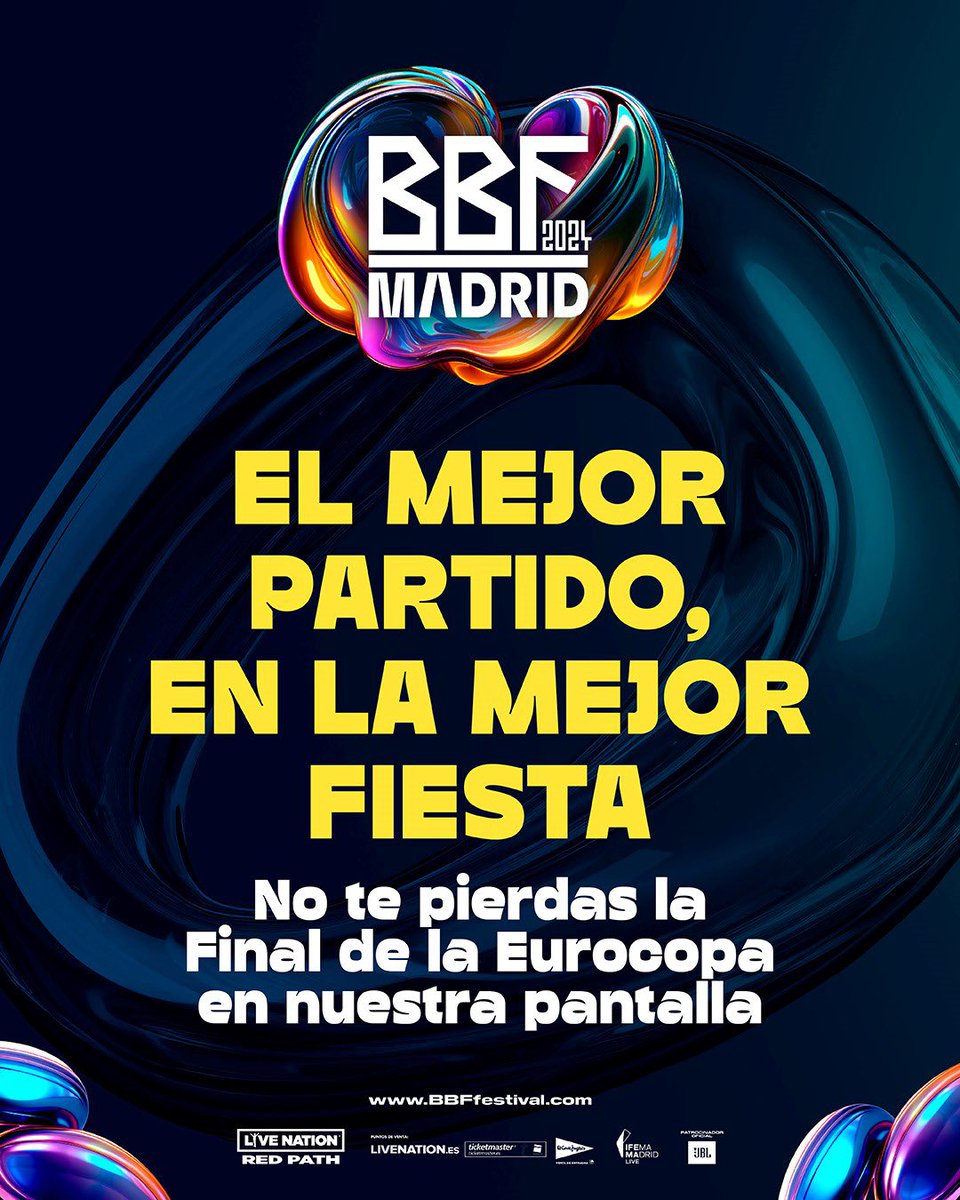 Este domingo, vive la final de la #EURO2024 en la pantalla de BBF Madrid con los mejores DJs del mundo.
 
España 🤝 Inglaterra este domingo, en <a href="/IFEMA/">IFEMA MADRID</a> . ¡No te lo pierdas!