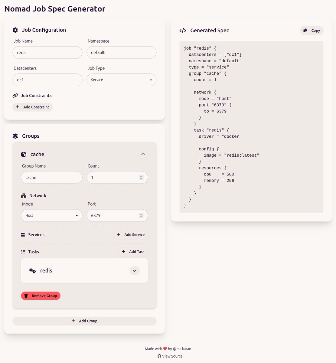 cooked a web ui for generating <a href="/HashiCorp/">HashiCorp</a> Nomad job specs.