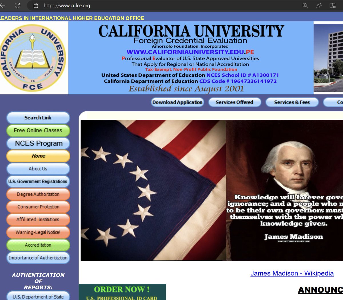 pipob69's tweet photo. ปัญหาคือ มันมีเว็บไซต์ของ California University FCE 2 แห่ง ของจริง vs ของปลอม ของจริงคือ https://t.co/Rf62dFksPm ส่วนของปลอมคืออันนี้ https://t.co/Sgo3v71ipS (แค่ดูการจัดหน้าก็รู้แล้วว่าปลอม ไม่เป็นมืออาชีพเลย เขียนเว็บเหมือน 20 ปีก่อน) ไม่รู้ว่าสว.ท่านจบมาจากสถาบันไหนกันแน่? ของจริงหรือของปลอม? 3/3