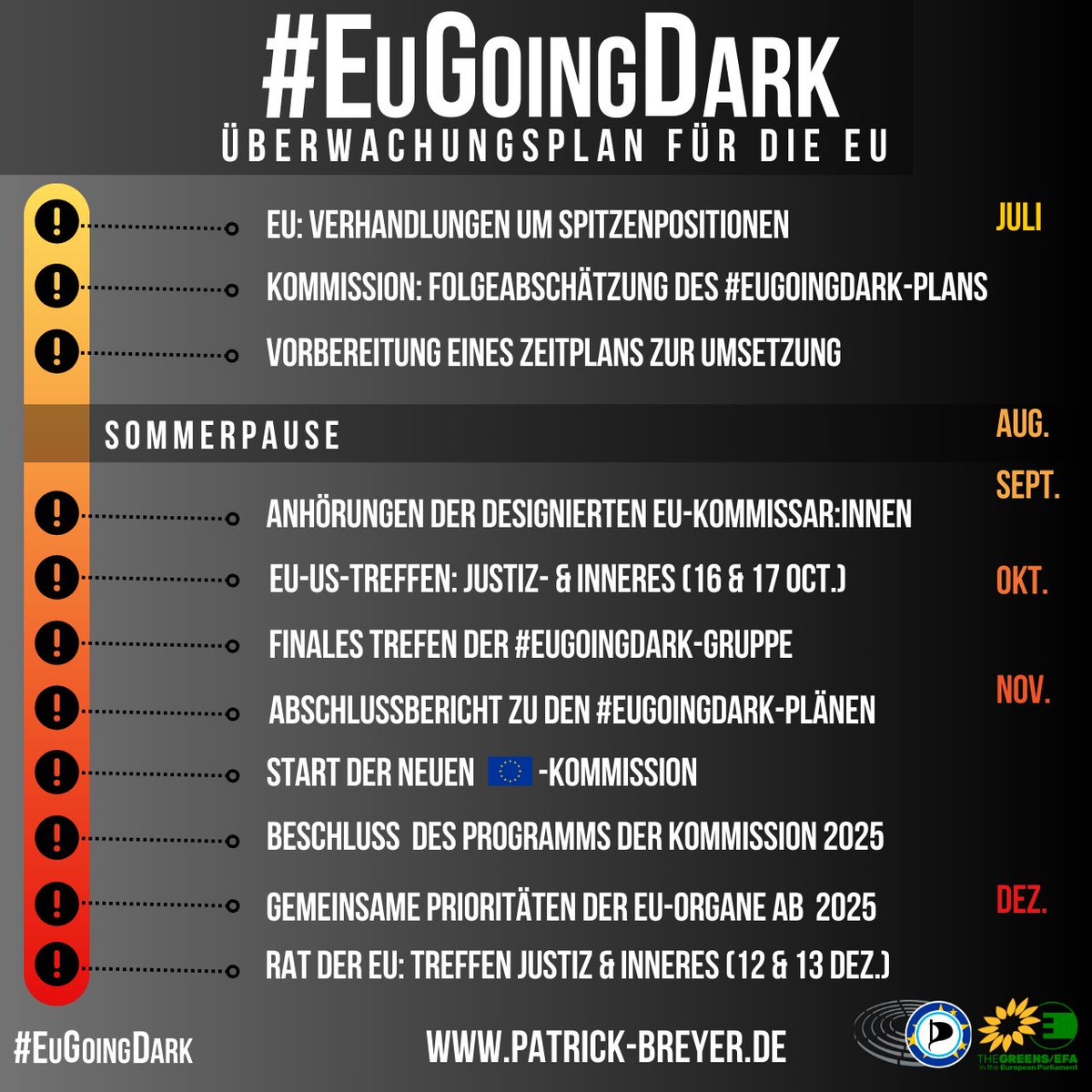 Patrick Breyer #JoinMastodon (@echo_pbreyer) on Twitter photo 🇩🇪 Zeitplan für das #EuGoingDark-Überwachungsprogramm:
Hinter den Kulissen laufen bereits Vorbereitungen für 🇪🇺-weite #Vorratsdatenspeicherung 2.0 und gegen #Verschlüsselung.
→ Konfrontieren wir die Verantwortlichen! 🇬🇧
patrick-breyer.de/beitraege/draf… <a href="/GreensEFA/">Greens/EFA in the EU Parliament 🌍</a> 🇩🇪 Zeitplan für das #EuGoingDark-Überwachungsprogramm:
Hinter den Kulissen laufen bereits Vorbereitungen für 🇪🇺-weite #Vorratsdatenspeicherung 2.0 und gegen #Verschlüsselung.
→ Konfrontieren wir die Verantwortlichen! 🇬🇧
patrick-breyer.de/beitraege/draf… <a href="/GreensEFA/">Greens/EFA in the EU Parliament 🌍</a>