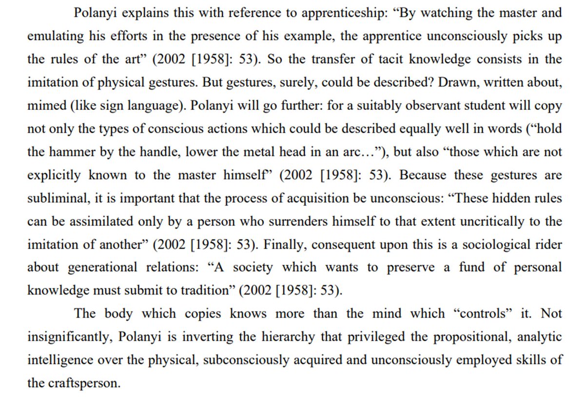 MikeTylerSport's tweet image. "A society which wants to preserve a fund of personal knowledge must submit to tradition".
- Polanyi, of course.
#EmbodiedCognition