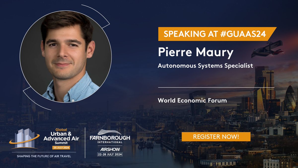📣#GUAAS24 Speaker Announcement: Pierre Maury, Autonomous Systems Specialist, World Economic Forum!  
He will speak on the panel; "Roadmaps by Region: A conversation between the United Kingdom, South Korea, and USA on making AAM operational.".  
Learn more:lnkd.in/gsPE9WrY