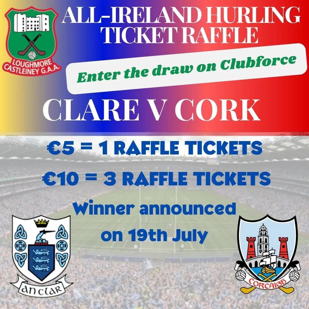 **COMPETITION TIME** 

Enter our raffle for a chance to win TWO All Ireland Hurling final tickets. Enter using the link below via Clubforce.

member.clubforce.com/tickets_m.asp?…