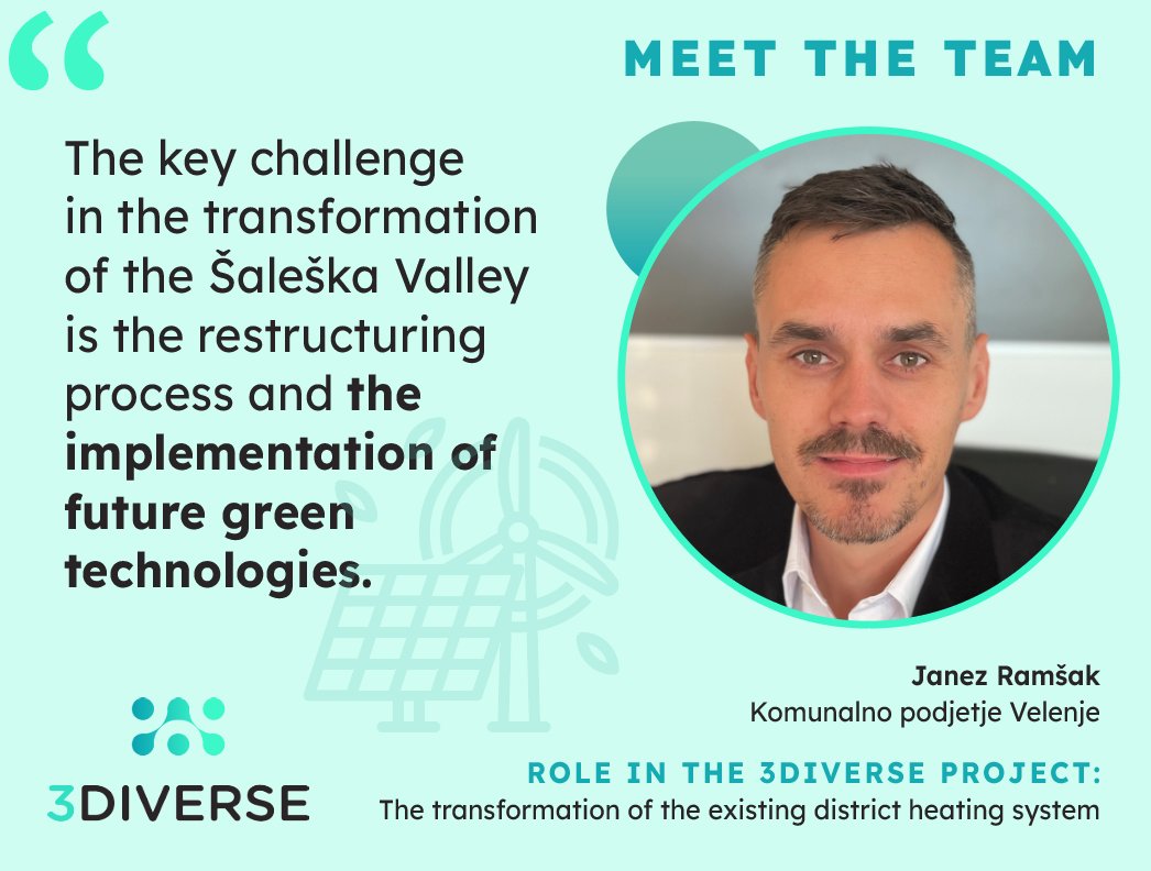 🌟Introducing the #3DiVERSE Team 🌟
Meet Janez Ramšak from Komunalno podjetje Velenje. He hopes that the 3DiVERSE project will stimulate efficient energy use and new approaches and will successfully survive all the challenges in the restructuring process.🌍