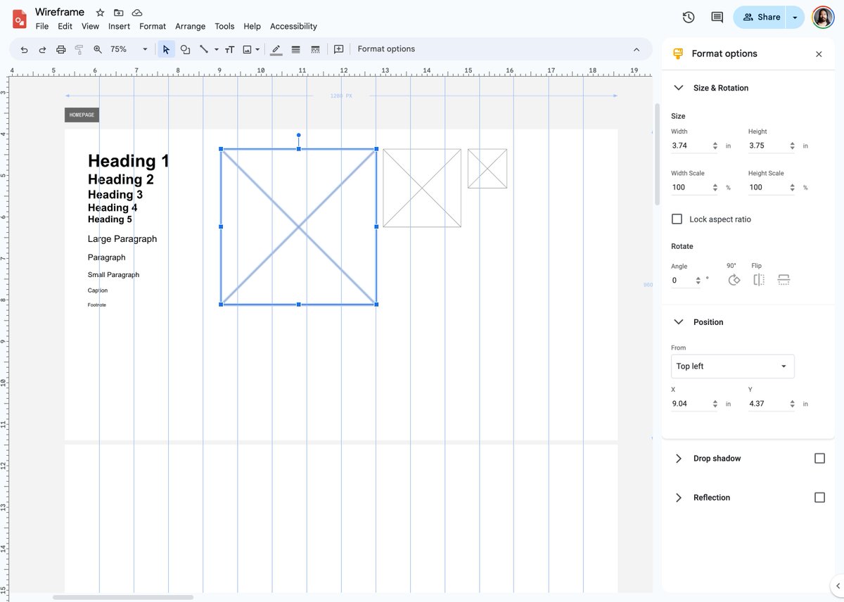 michaelryap's tweet image. Abilities to size objects according to numeric values and guides have made Google Drawings a serious collaboration tool for designers