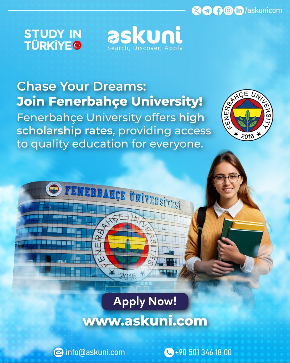 askunicom's tweet photo. 🌟Empowering Minds, Igniting Innovation - Fenerbahçe University🌟

✨Prestigious Legacy: Fenerbahçe University is backed by the Fenerbahçe Sports Club, known for its longstanding tradition of excellence and success.

Your dream university is within reach! https://t.co/CxFJL5ozVa