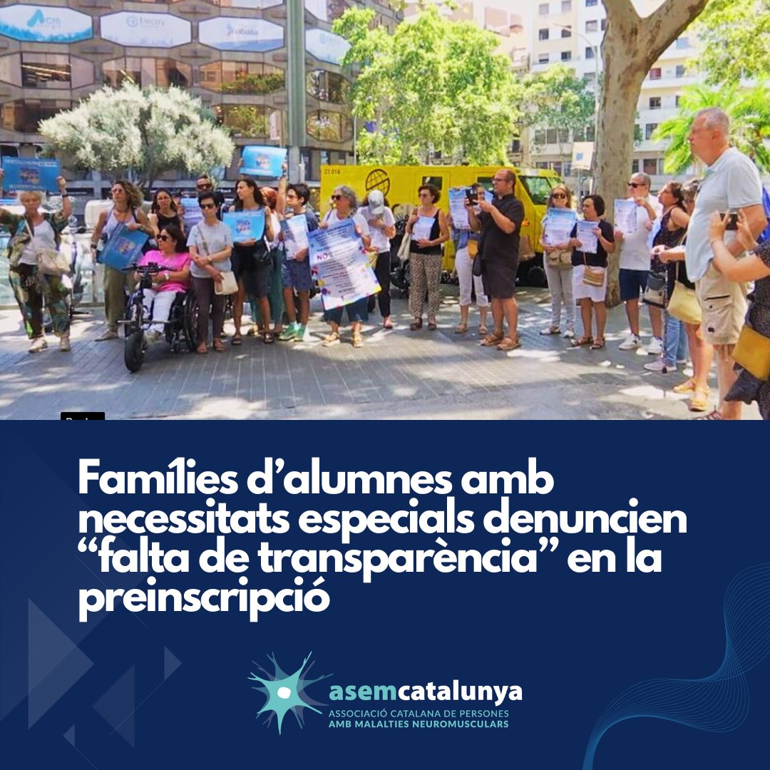 Famílies amb Necessitats Especials Reclamen Transparència en la Preinscripció Educativa(NEE)
Noticia 👇
bit.ly/3XSfLxE
<a href="/beteve/">betevé</a> 
<a href="/consorciedubcn/">Consorci d'Educació</a> 

#asemcatalunya #catalunya #malaltiesneuromusculars #discapacitat #infancia #joves #barcelona #accessibilitat