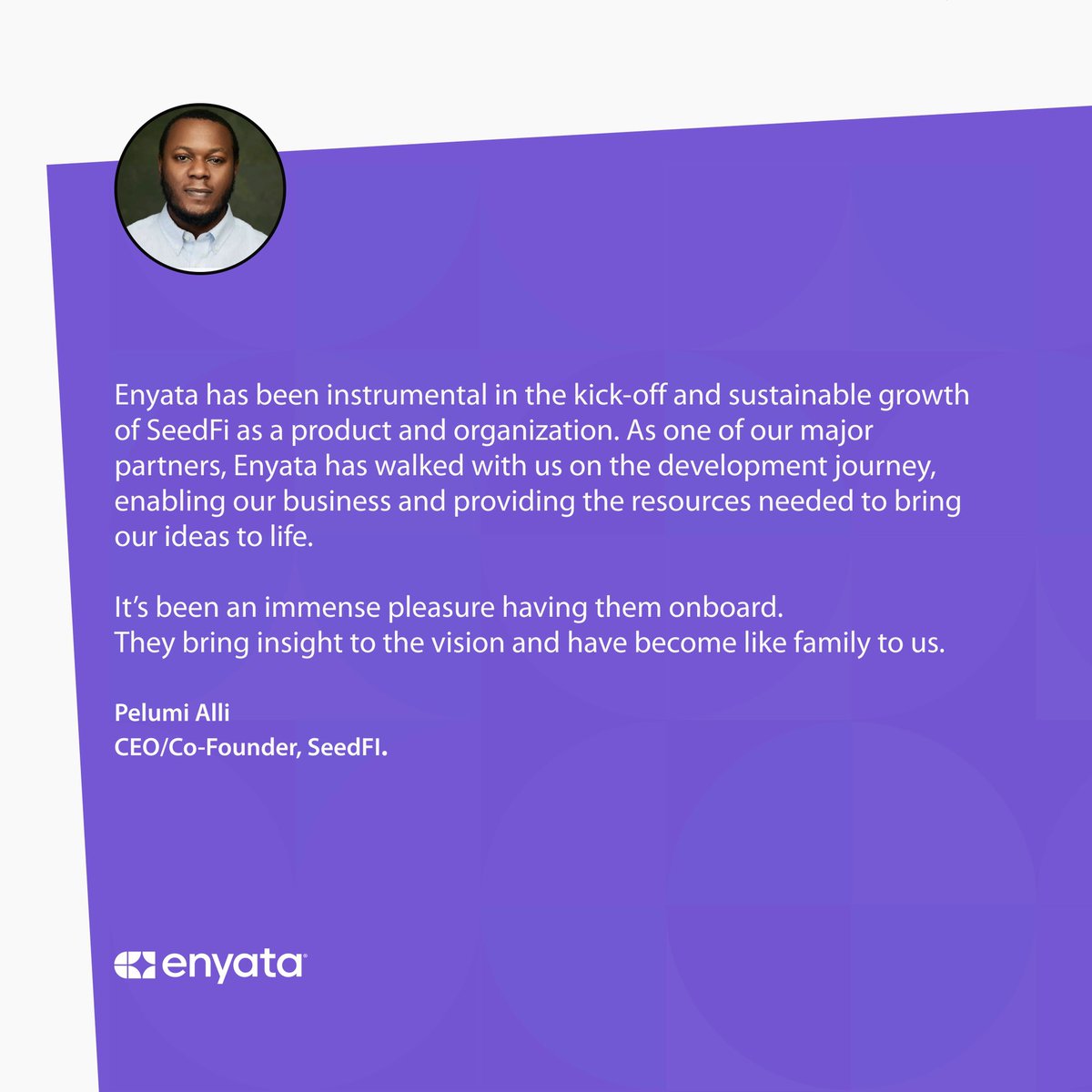 EnyataHQ's tweet photo. A fintech companyโs system needs to be developed excellently.
At Enyata, we develop airtight products that help your business grow.
Hereโs what the CEO of SeedFi has to say.
#softwaredevelopment #fintechdevelopment #enyata #enyatabuilds https://t.co/LiogZReb7E