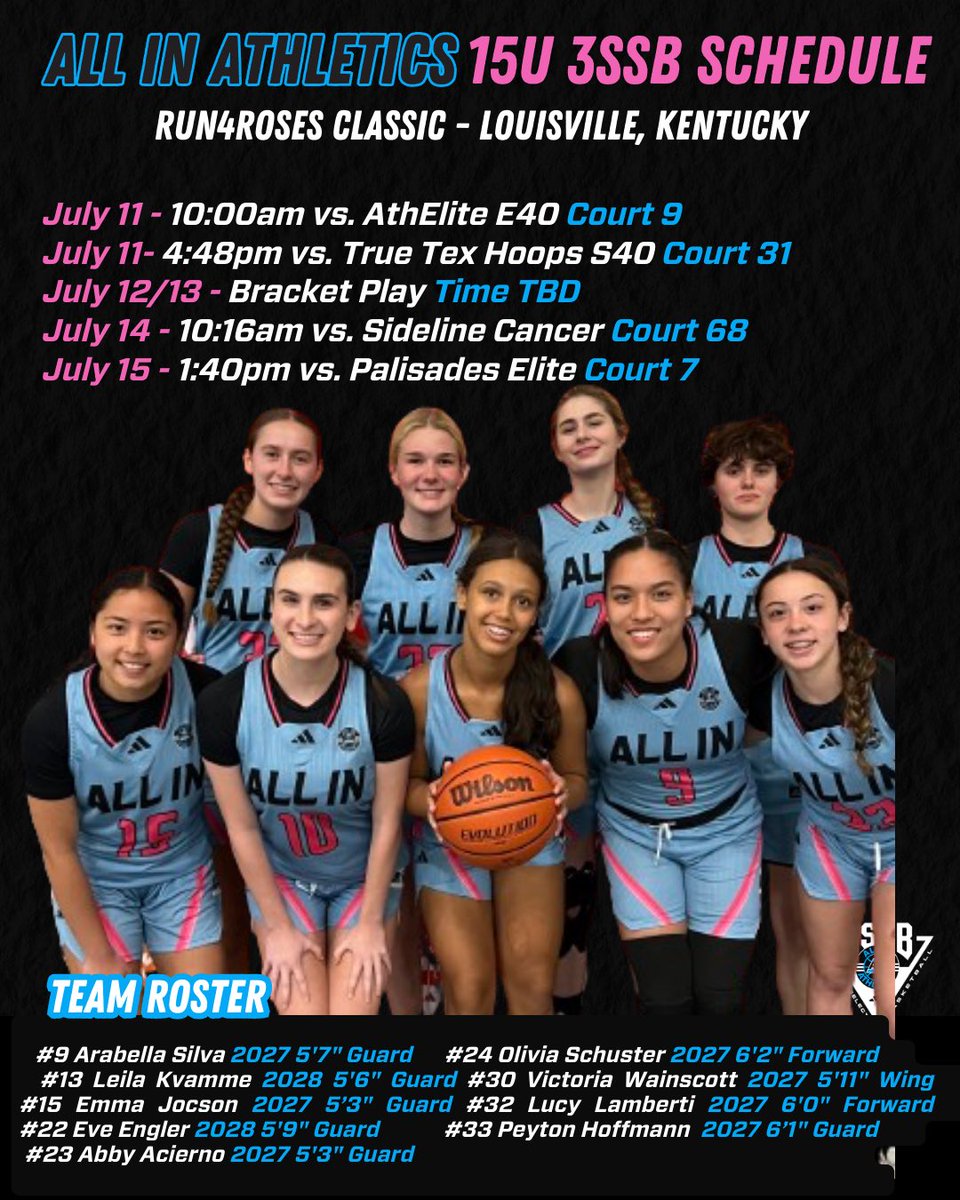 ALL IN Elite Girls 3SSB (@aiaelitegirls) on Twitter photo ALL IN 15U 3SSB ready to kick it off at the Run 4 the Roses today at 10am on ct 9 and 4:48pm on ct 31. Fun, talented team to watch. #ALLINfamily #3SSBGCircuit <a href="/aiathletics/">ALL IN Athletics</a> <a href="/3SSBGCircuit/">3Stripes Select Basketball Girls Circuit</a> <a href="/TFNsRun4Roses/">TFN's Run 4 Roses</a> ALL IN 15U 3SSB ready to kick it off at the Run 4 the Roses today at 10am on ct 9 and 4:48pm on ct 31. Fun, talented team to watch. #ALLINfamily #3SSBGCircuit <a href="/aiathletics/">ALL IN Athletics</a> <a href="/3SSBGCircuit/">3Stripes Select Basketball Girls Circuit</a> <a href="/TFNsRun4Roses/">TFN's Run 4 Roses</a>